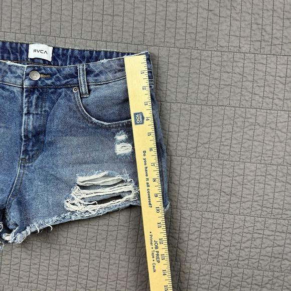 RVCA Denim Shorts Women 27 Blue Boyfriend Fit Distressed Surfer Summer - Picture 12 of 12